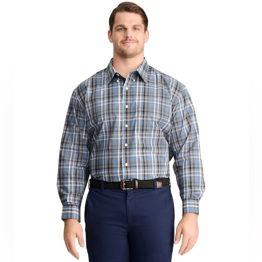 NWOT Men's Big & Tall IZOD Classic Plaid Long Sleeve Button Down Shirt Size 2XLT